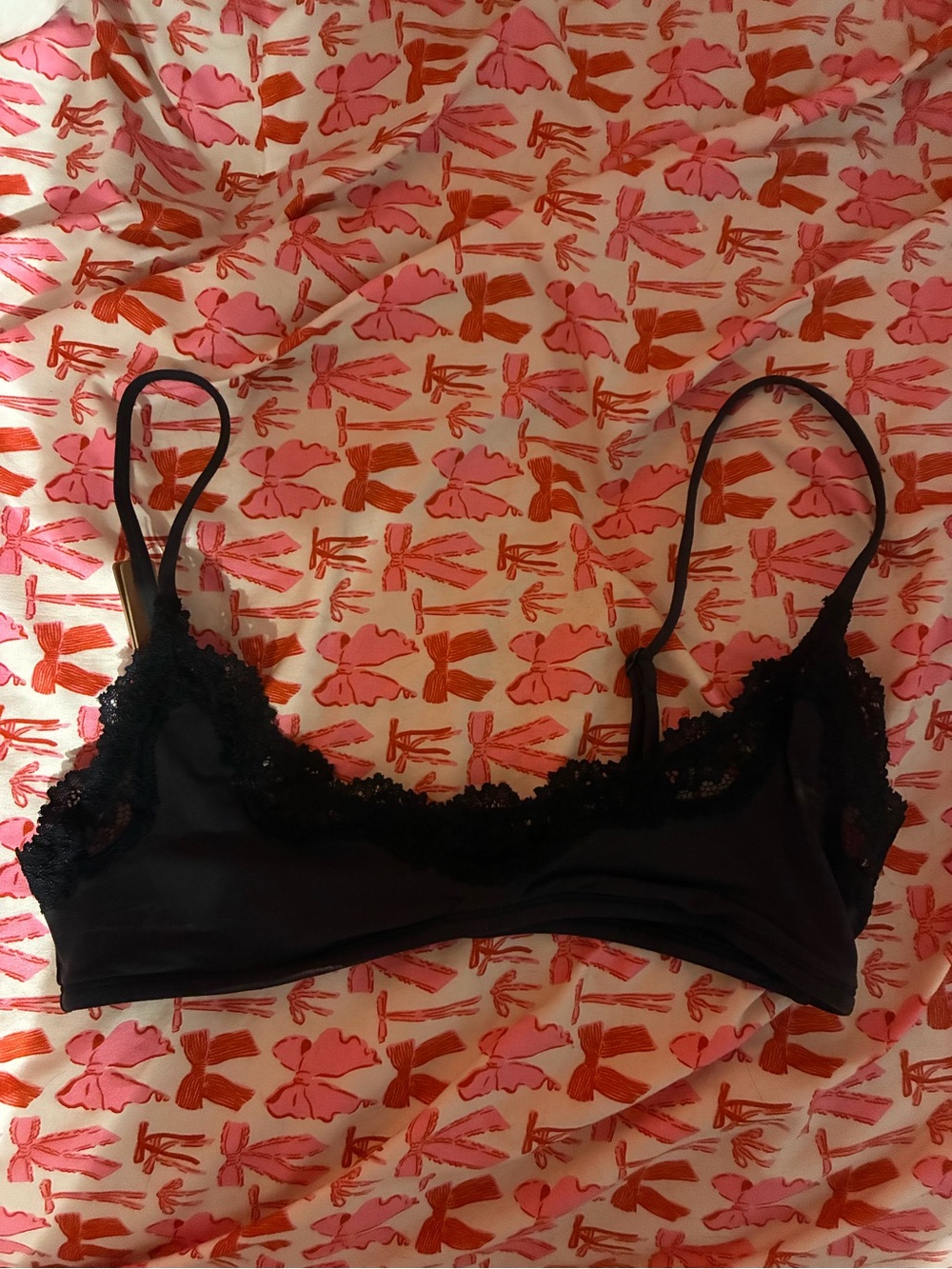 SKIMS Black Lace-Trim Bralette